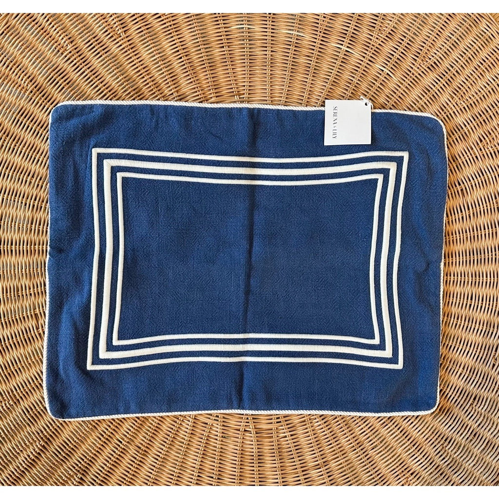 Riva Pillow Cover (18”x24”)-Vintage Indigo Blue/White