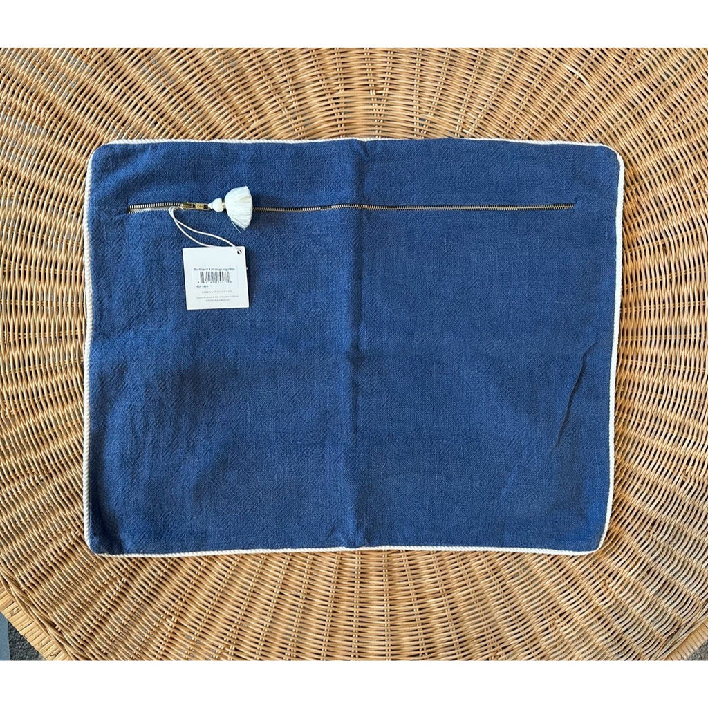Riva Pillow Cover (18”x24”)-Vintage Indigo Blue/White