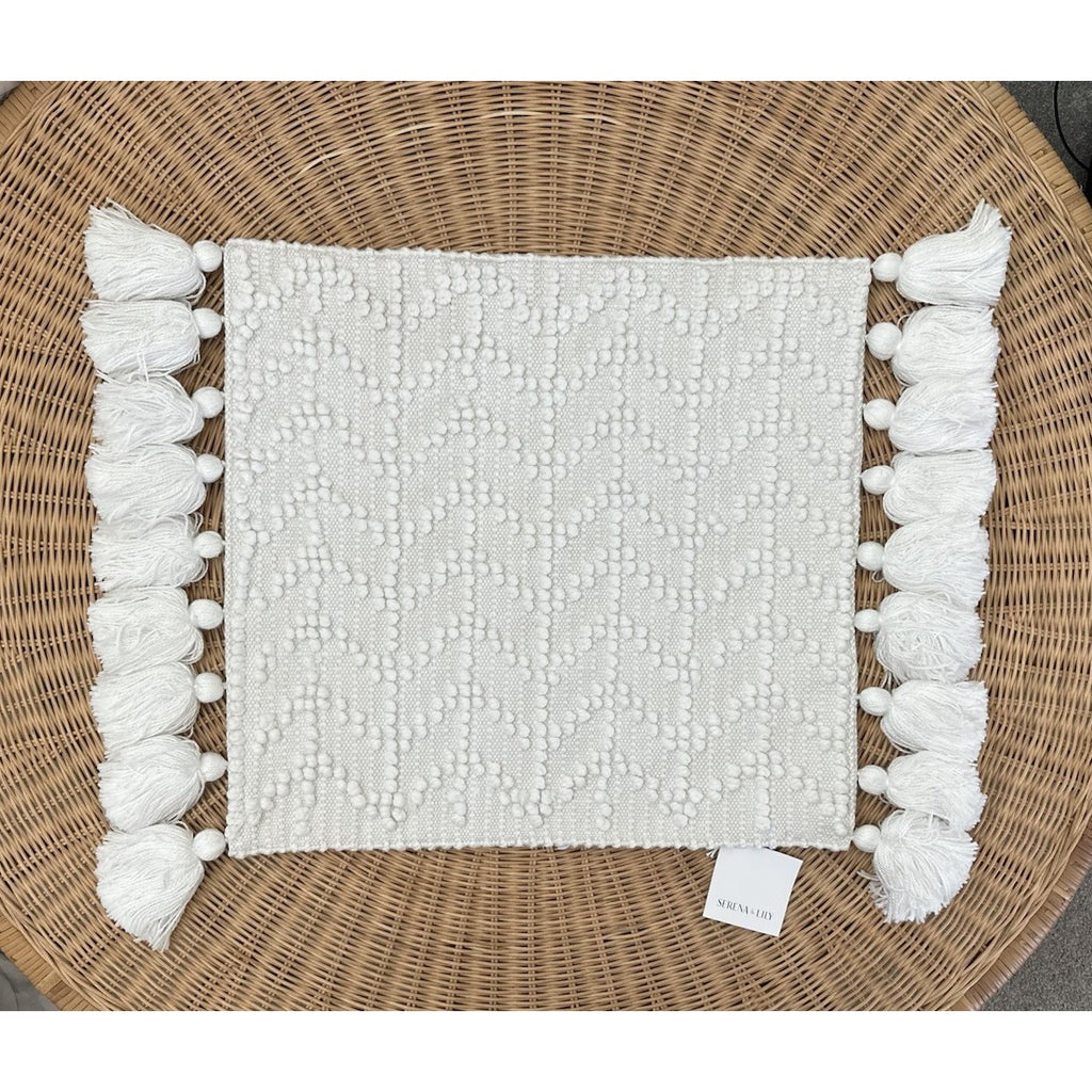 West Beach Outdoor Coastal Pillow Cover (22” SQ)-White