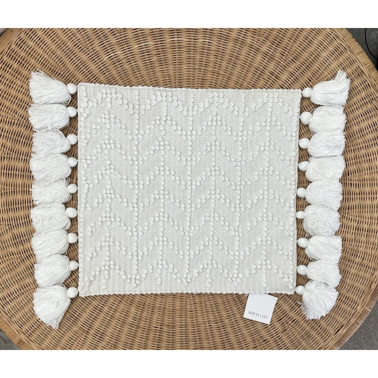 West Beach Outdoor Coastal Pillow Cover (22” SQ)-White
