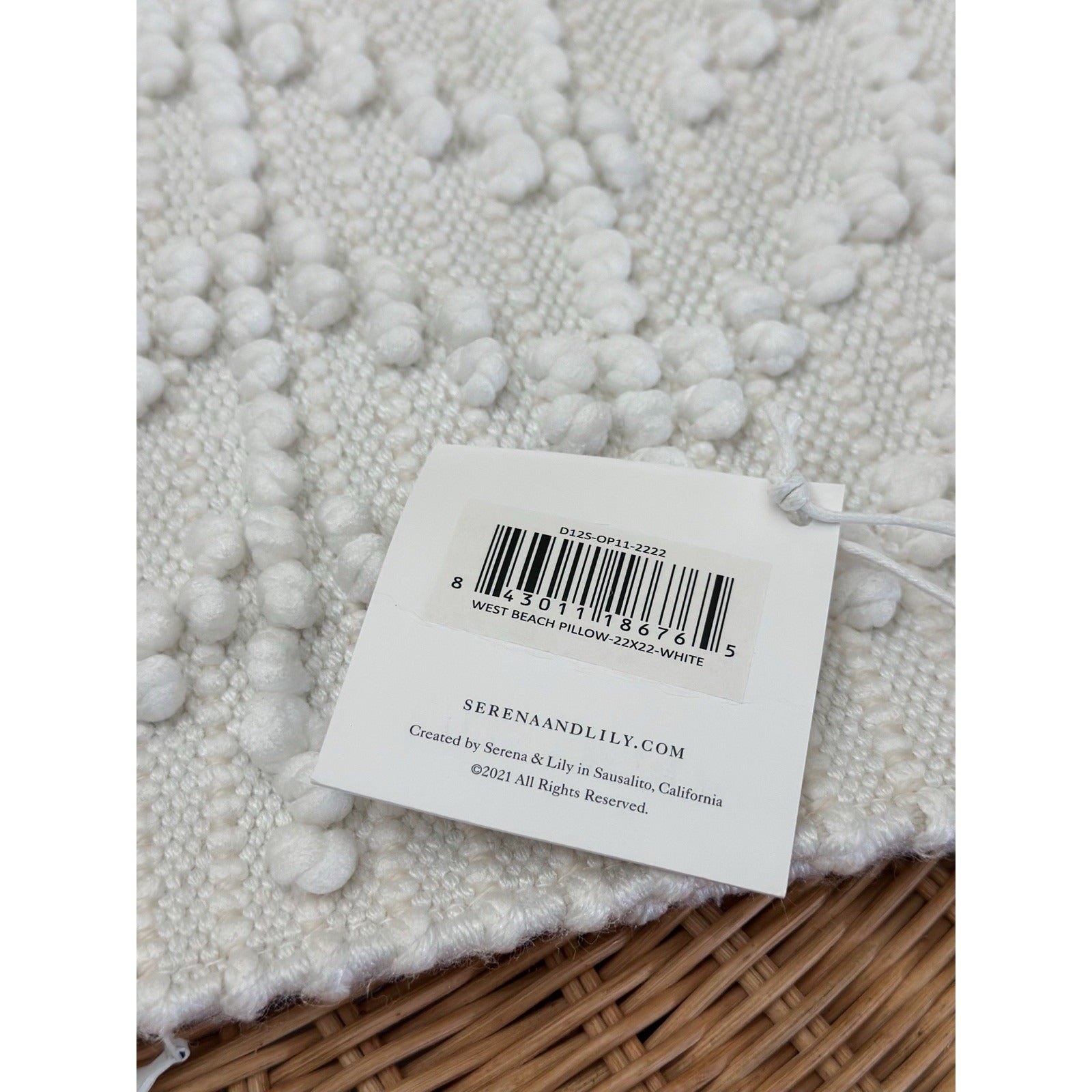 West Beach Outdoor Coastal Pillow Cover (22” SQ)-White