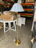 Brookings Brass Floor Lamp-Coastal Blue Shade