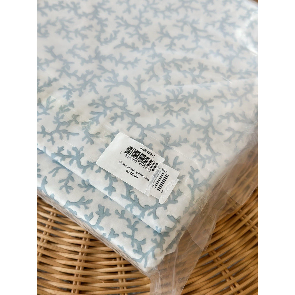 NWOT Kimbe Reef Percale Coastal 3 Pc Twin Sheet Set-Sky Blue