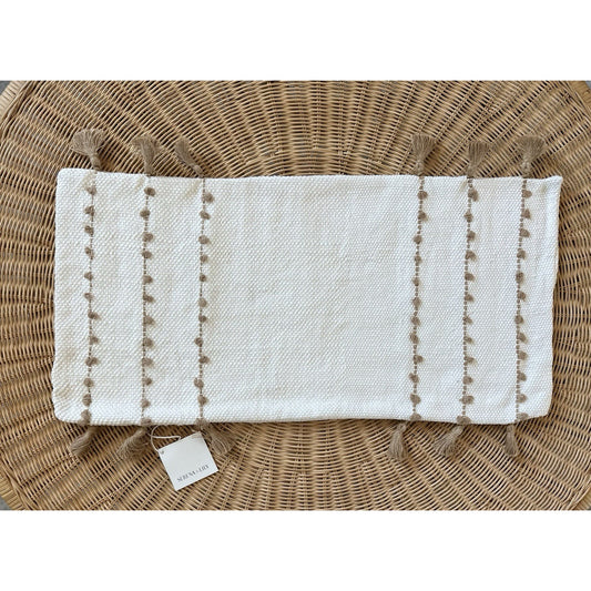 Belize Pillow Cover (14”x30”)-White/Jute Brown - The Home Decor Outlet
