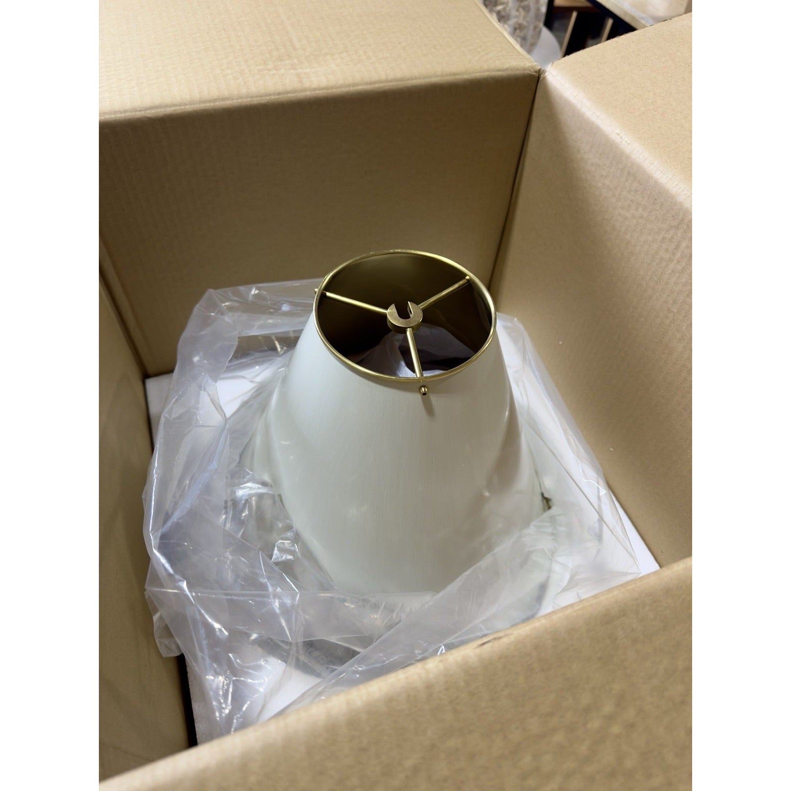 Goodman Pendant (15" DIAM)-White/Brass Gold