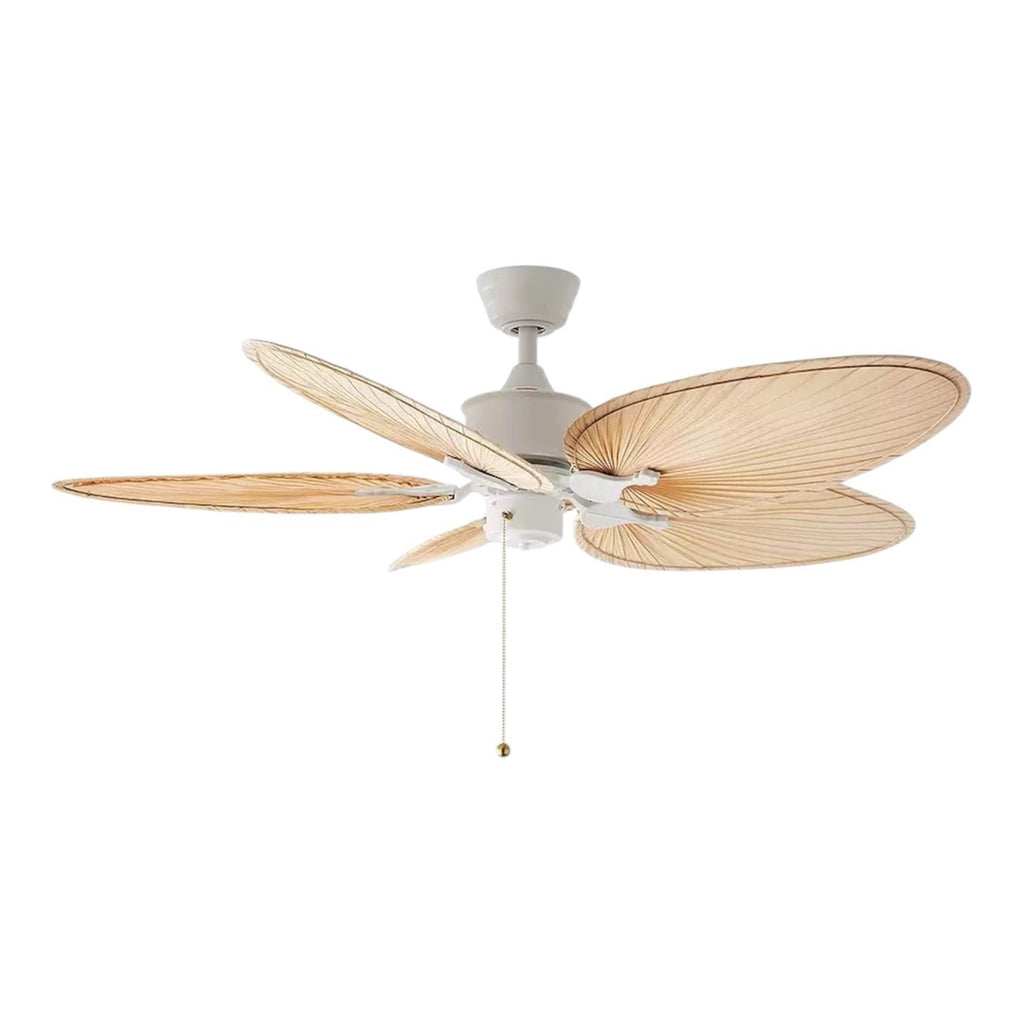 Belize Palm Indoor Ceiling Fan (Narrow Palm Blades)-White Base