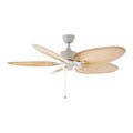 Belize Palm Indoor Ceiling Fan (Narrow Palm Blades)-White Base