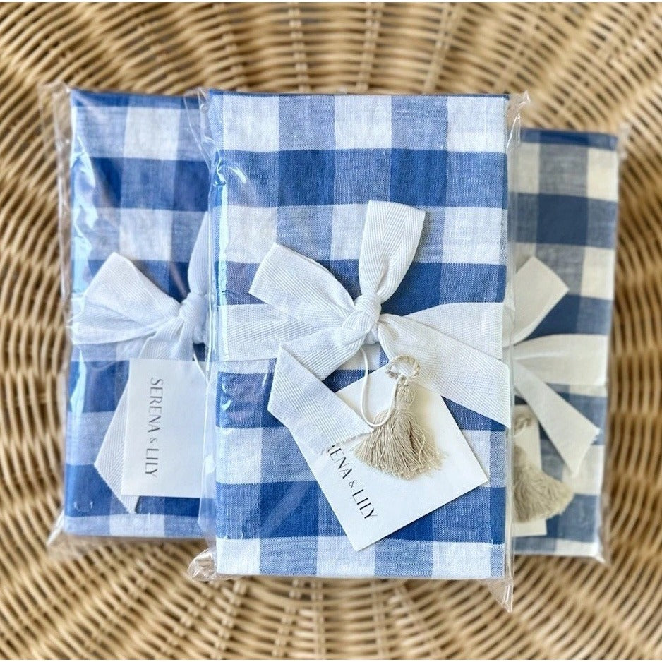 Hyannis Gingham Linen King Pillow Sham-French Blue