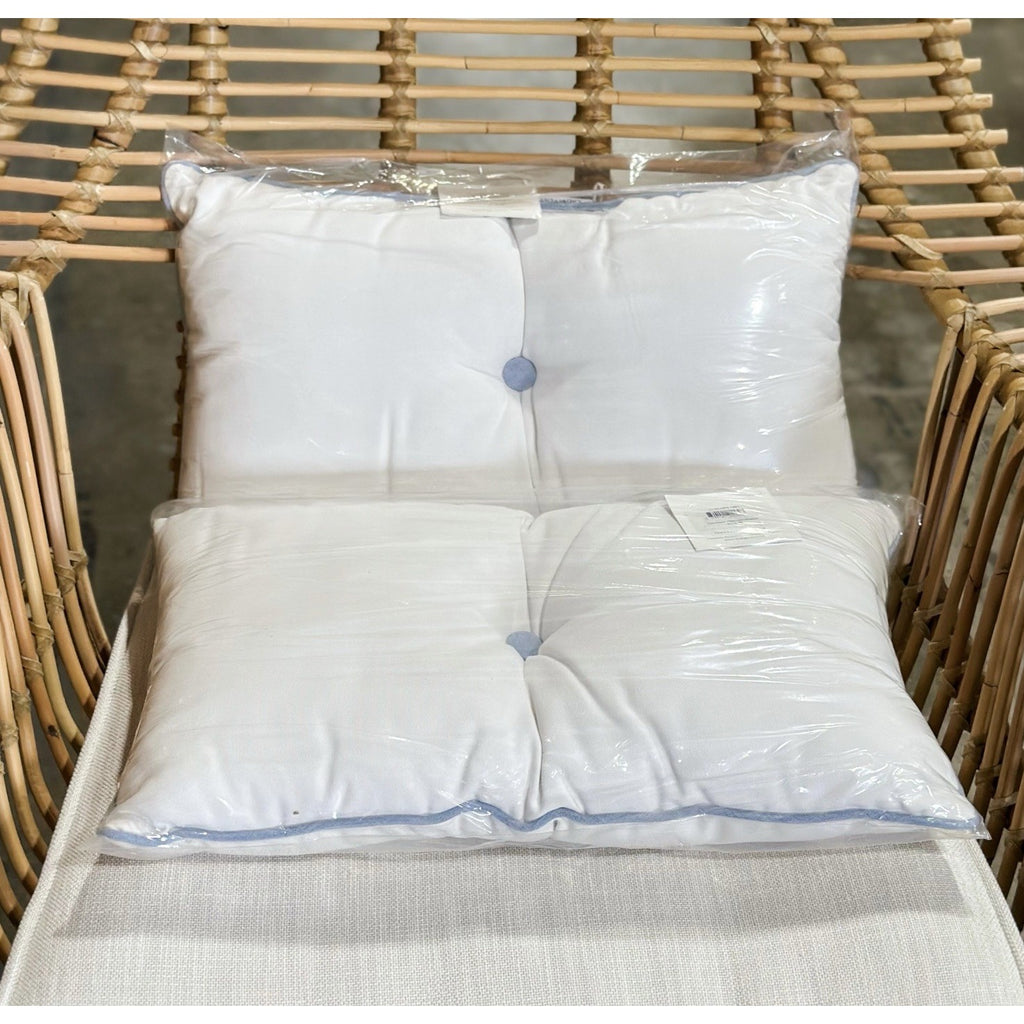 Sunbrella Lido Outdoor Pillows (2) (12x21)-White/Coastal Blue