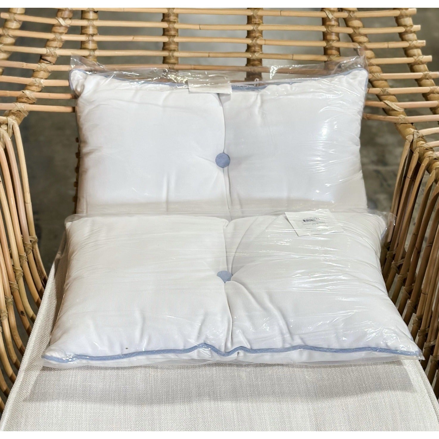 Sunbrella Lido Outdoor Pillows (2) (12x21)-White/Coastal Blue