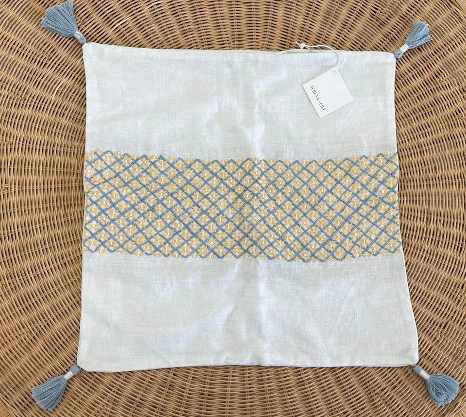 Verona Pillow Cover (22” SQ)-Coastal/Sunflower