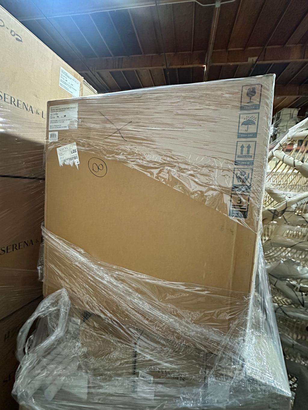 Capiz Honeycomb Large Round Pendant (29” DIAM)-Brass Gold