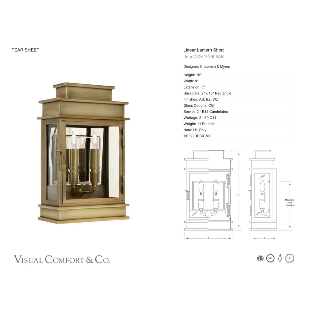 Bedford Outdoor Small Lantern-Antique-Burnished Brass