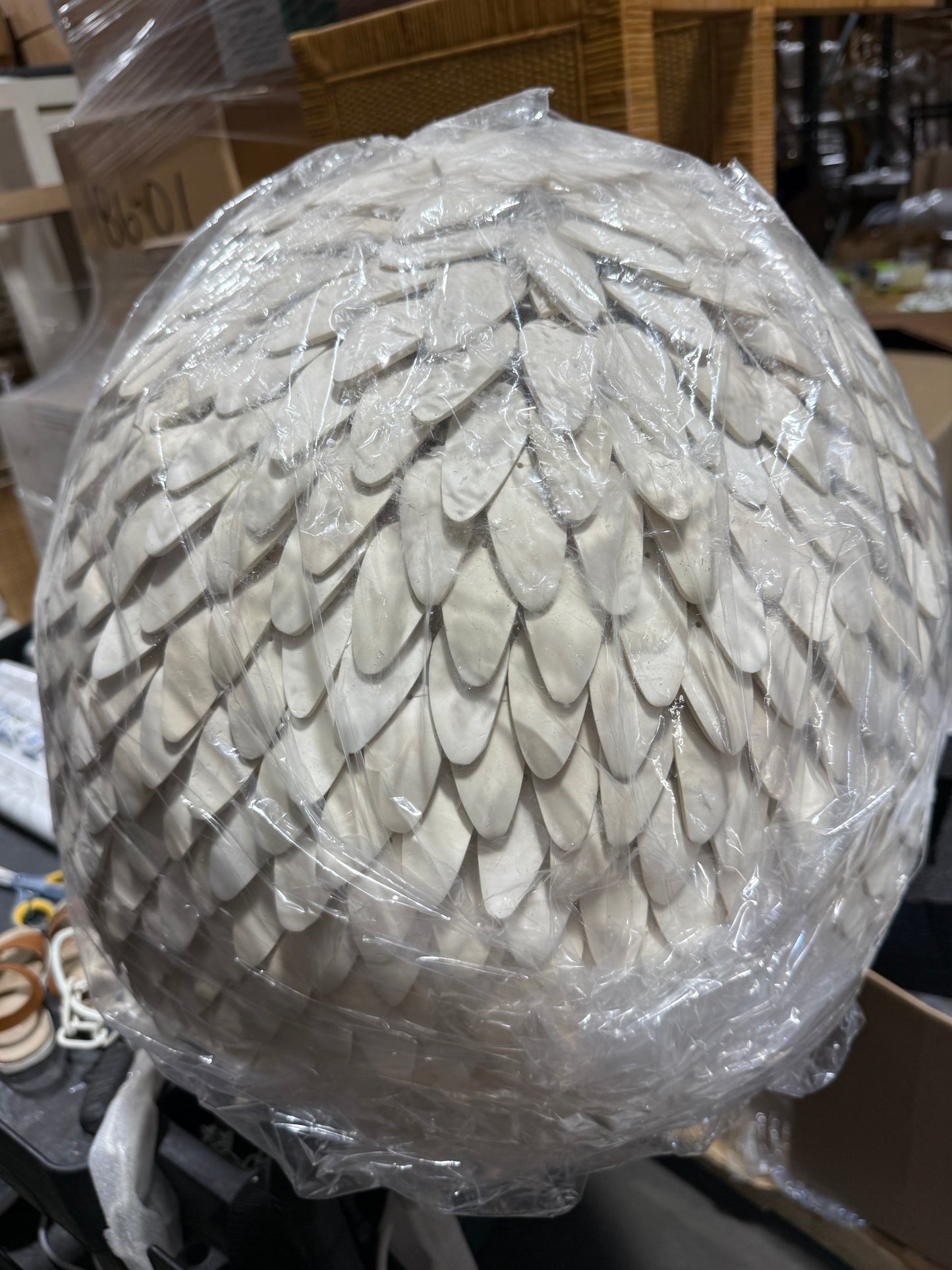 Serena & Lily Atwater Coconut Shell Pendant-Beige/White - (CL) - The Home Decor Outlet