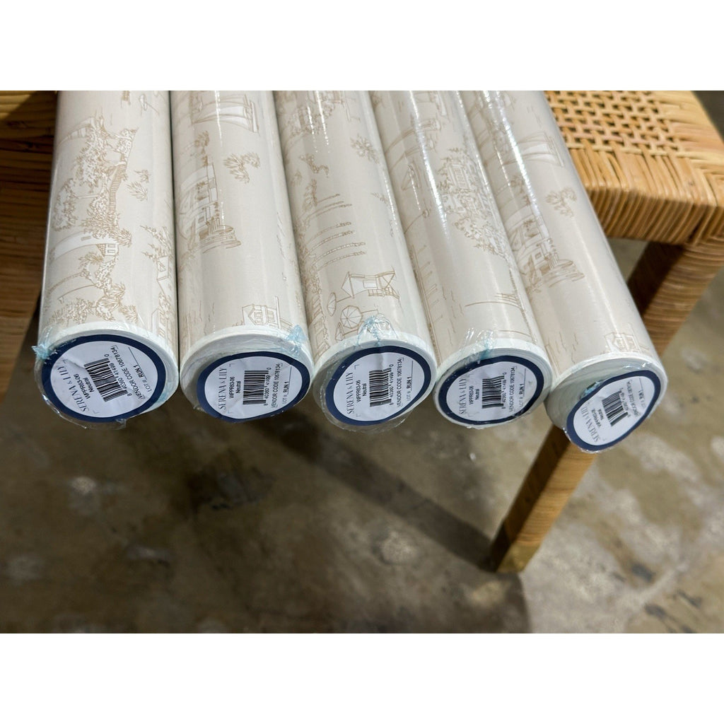 Seahaven Toile Coastal Wallpaper-Neutral Beige