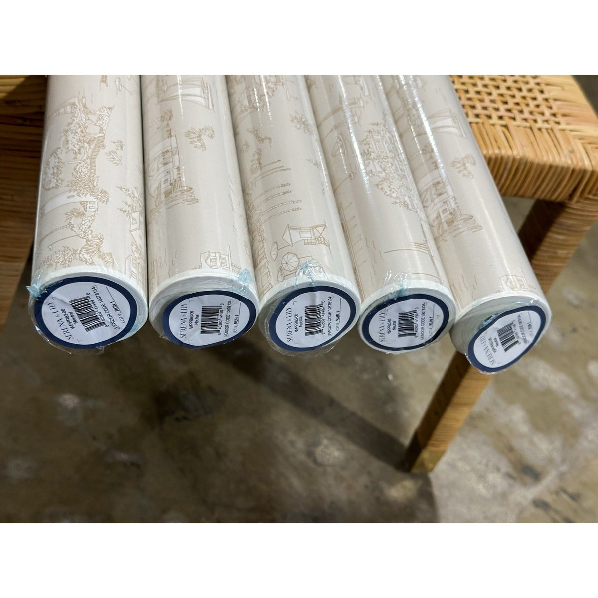 Seahaven Toile Coastal Wallpaper-Neutral Beige