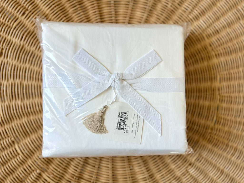 Scallop Sateen Duvet Cover (K/CK)-Navy - The Home Decor Outlet