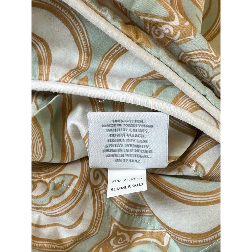 NWOT Wyeth Duvet Cover (F/Q)-Beige/Blue Green