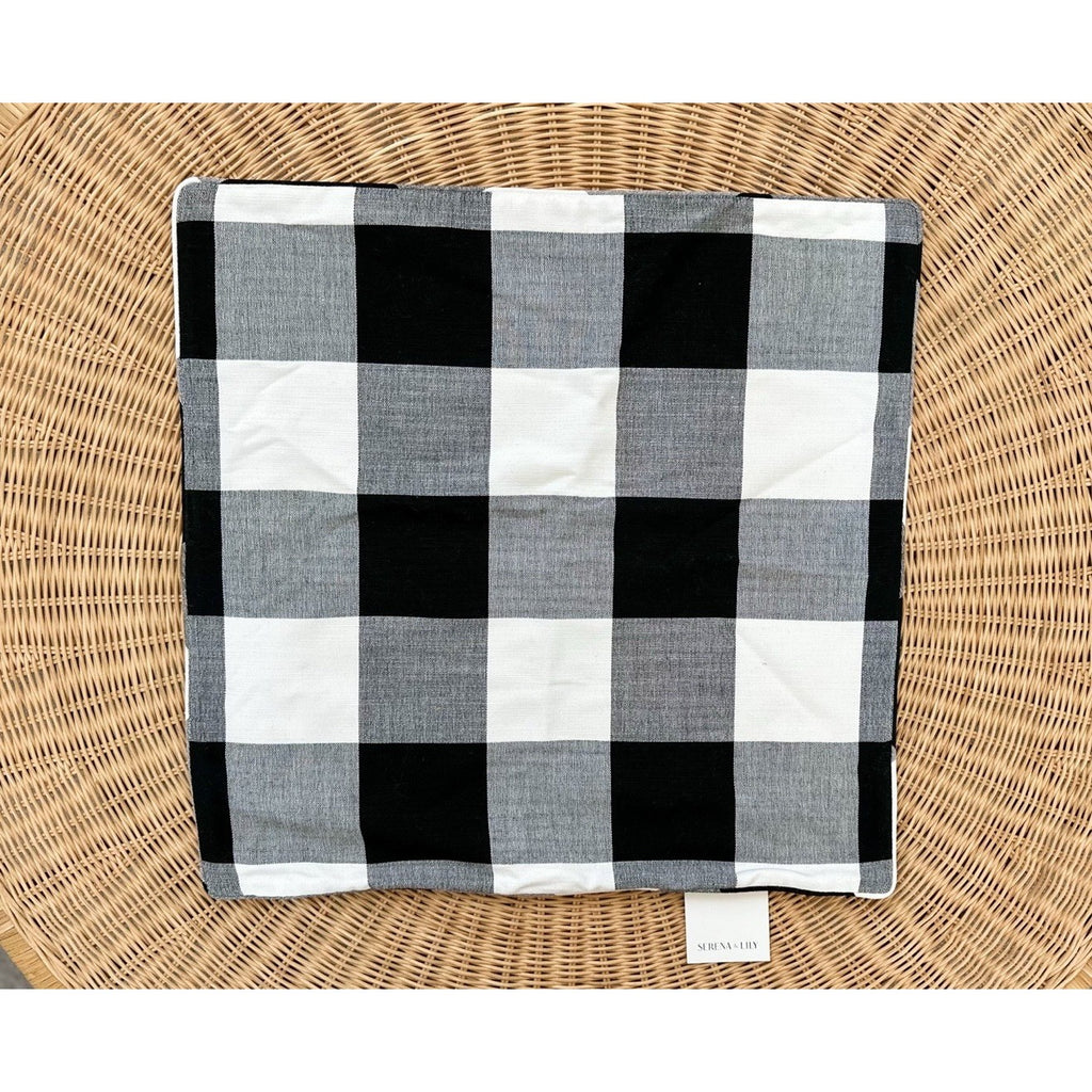 Gingham Pillow Cover (22”SQ)-Black/White