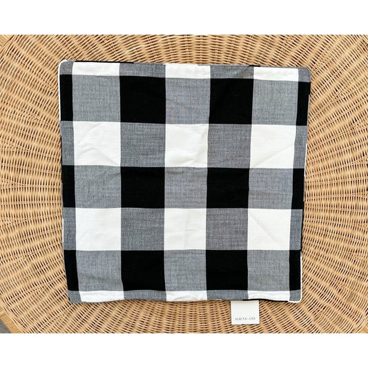 Gingham Pillow Cover (22”SQ)-Black/White