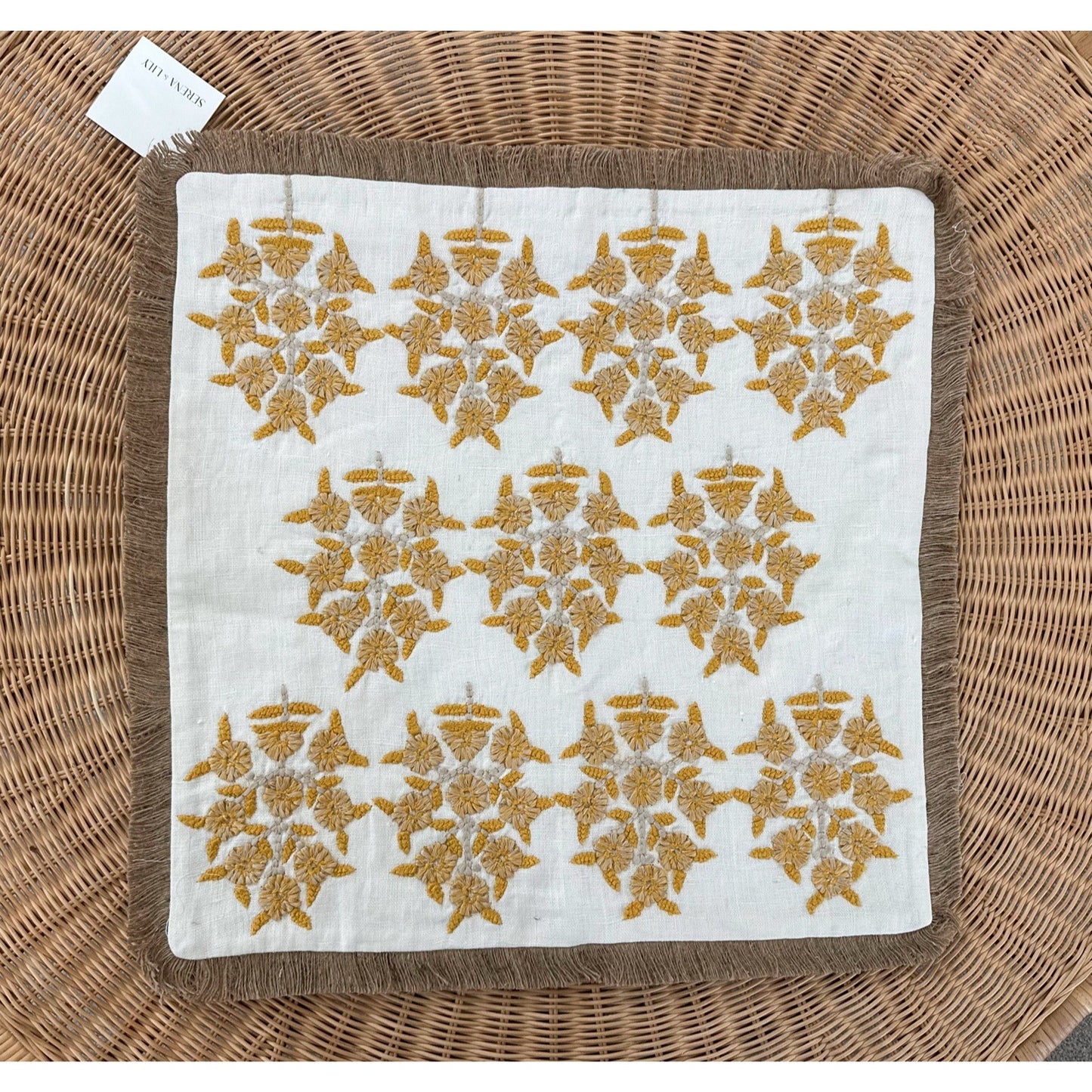 Morningside Pillow Cover (22” SQ)-Sand Beige/Ochre Yellow