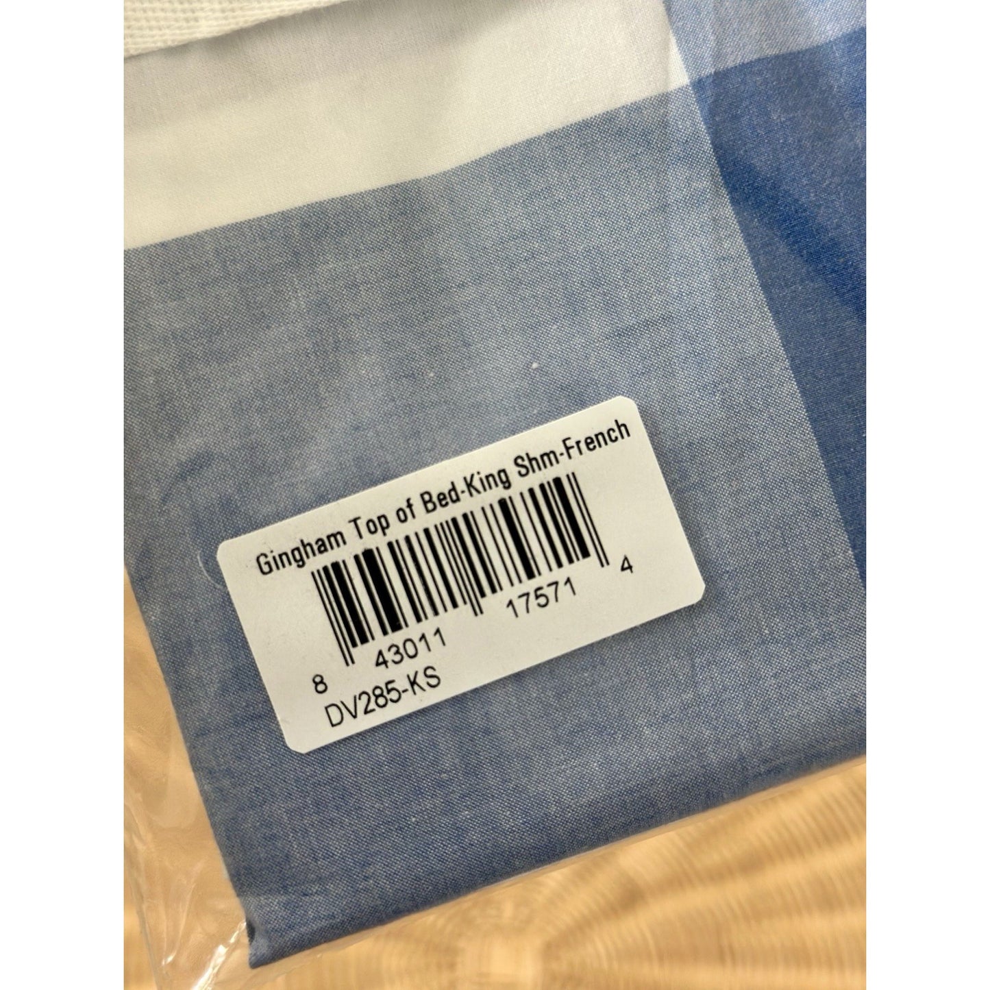 Gingham Percale King Pillow Sham-French Blue