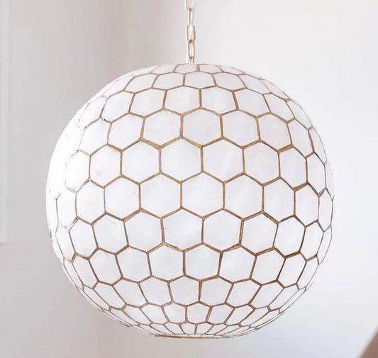 Capiz Honeycomb Medium Pendant