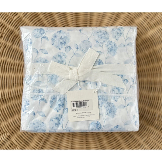 Hydrangea Percale Sheet Set (Queen)-Hydrangea Blue - The Home Decor Outlet