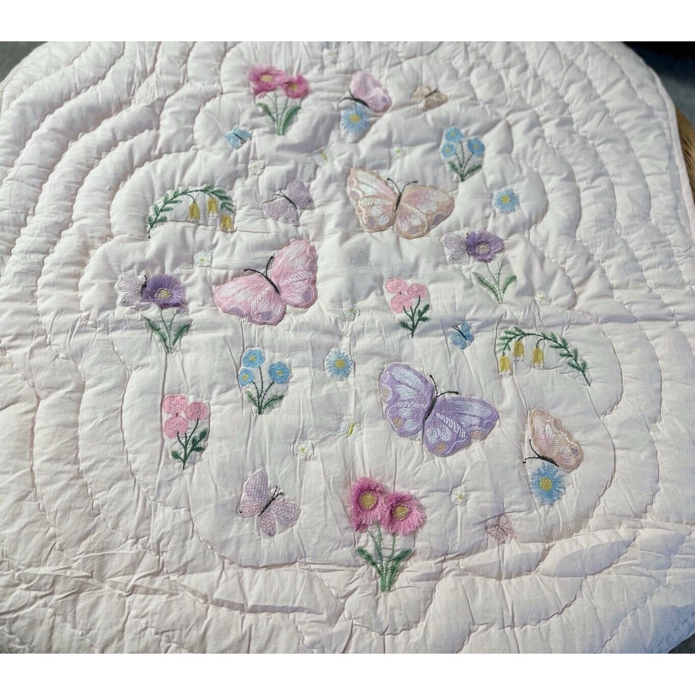 Pottery Barn Kids Wildflower Butterfly Baby Quilt-Multi