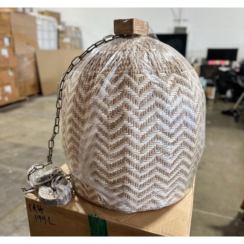 Avila Chevron Large Two Toned Pendant-Natural & Bleached Rattan