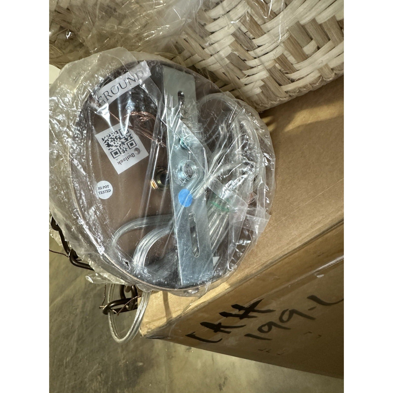 Avila Chevron Large Two Toned Pendant-Natural & Bleached Rattan