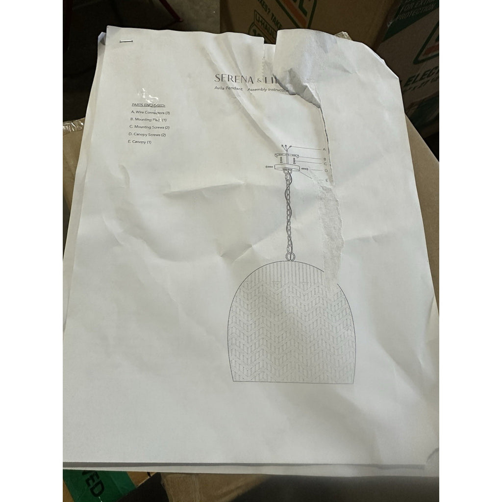 Avila Chevron Large Two Toned Pendant-Natural & Bleached Rattan