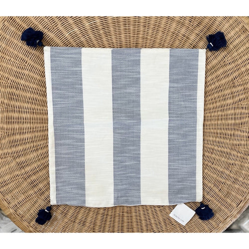 Beach Stripe Outdoor Pillow Cover (22” SQ)-Navy Blue - The Home Decor Outlet