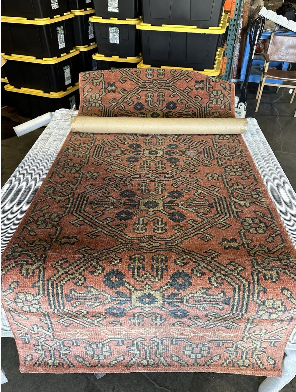 Oakmont Hand-Knotted 100% Wool Rug (3.5’x9’)-Terracotta Red