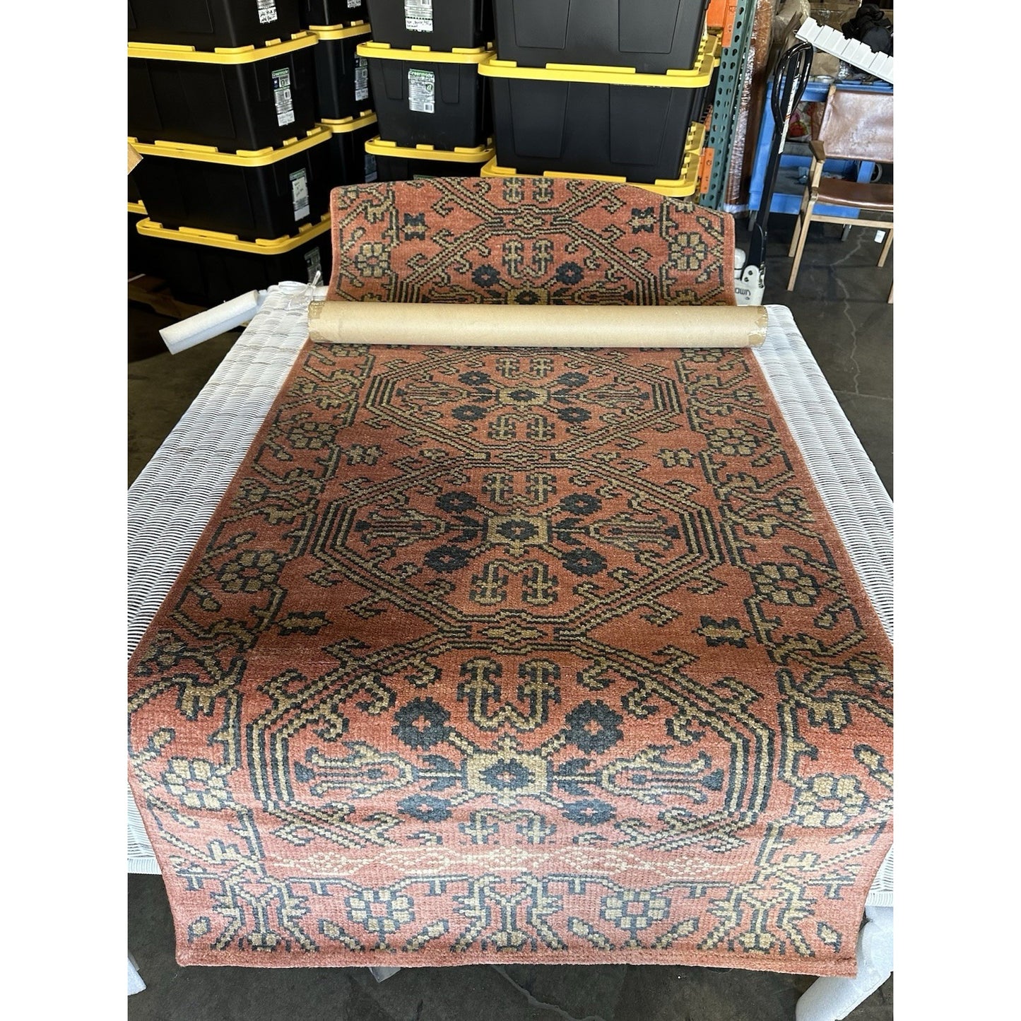 Oakmont Hand-Knotted 100% Wool Rug (3.5’x9’)-Terracotta Red