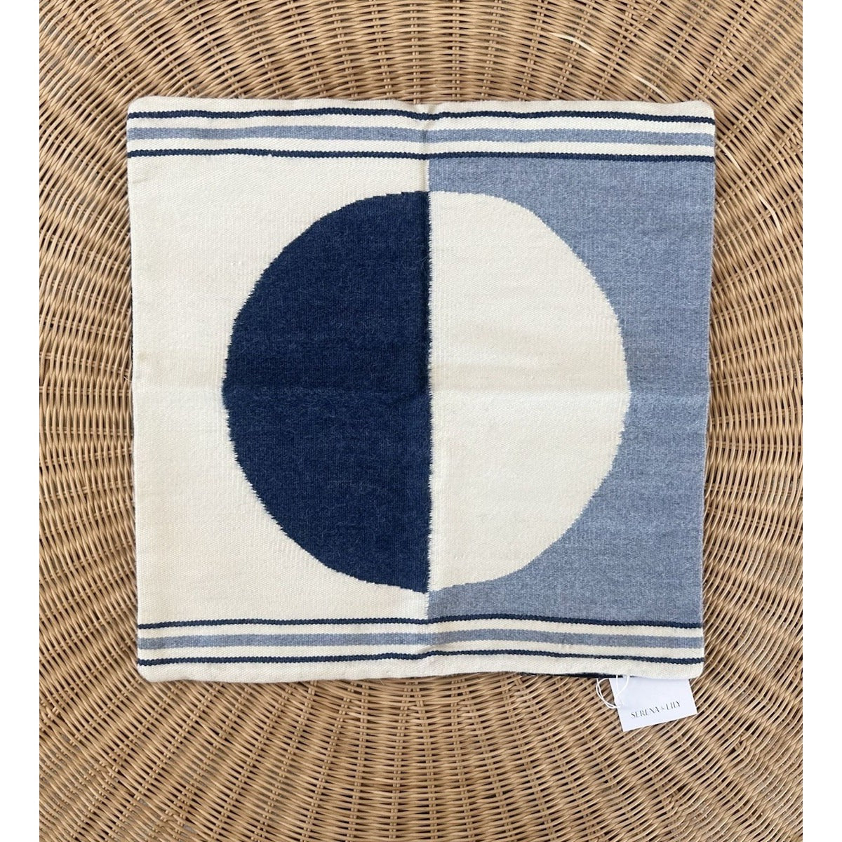 Bayview Geometric Alpaca Wool Pillow Cover (20” SQ)-Blue