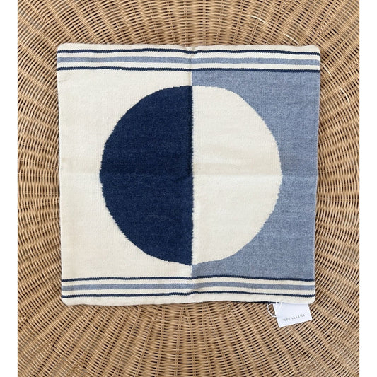 Bayview Geometric Alpaca Wool Pillow Cover (20” SQ)-Blue