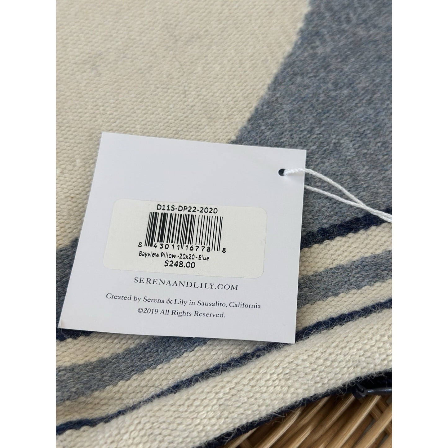 Bayview Geometric Alpaca Wool Pillow Cover (20” SQ)-Blue