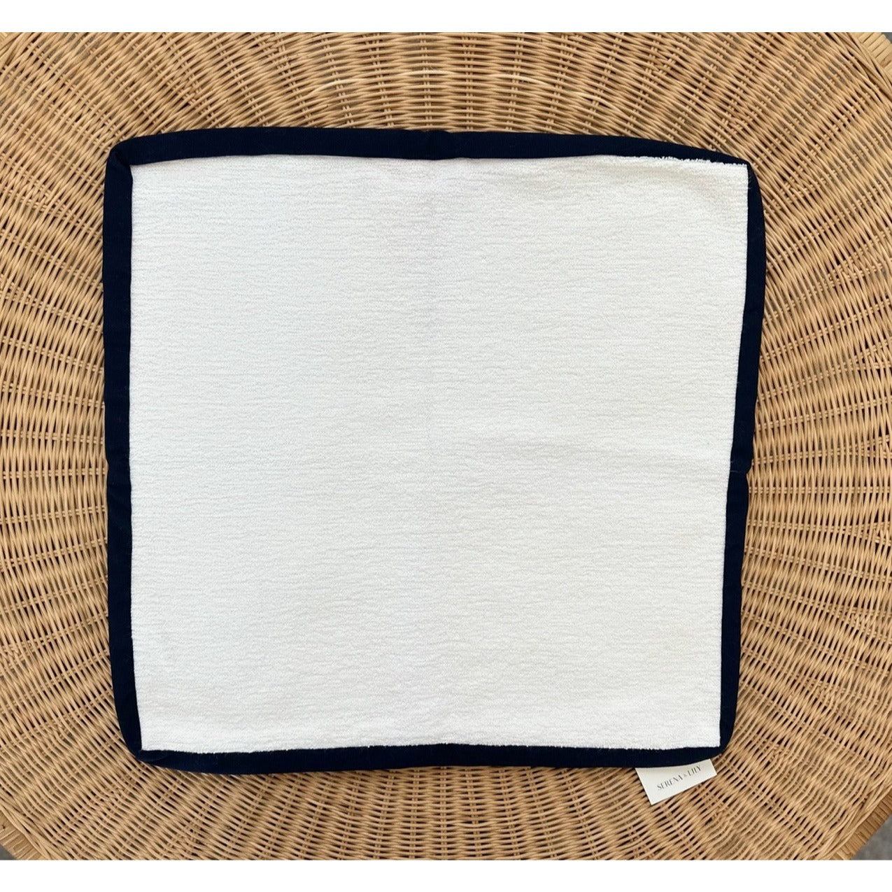 Sunbrella Seacliff Gusset Pillow Cover (24” SQ)-Navy Blue
