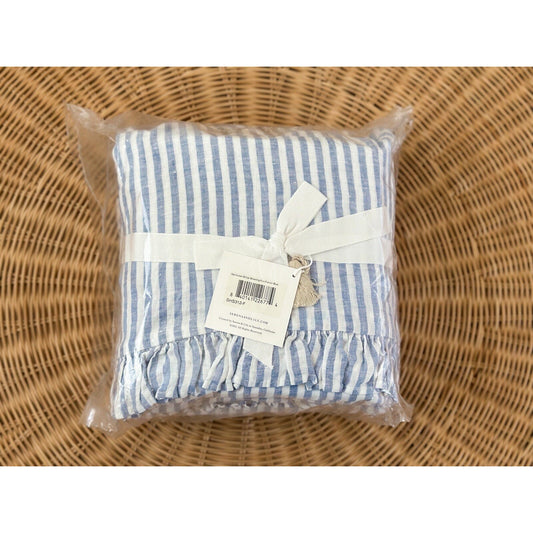 Nantucket Stripe Linen Sheet Set (Full)-Blue - The Home Decor Outlet