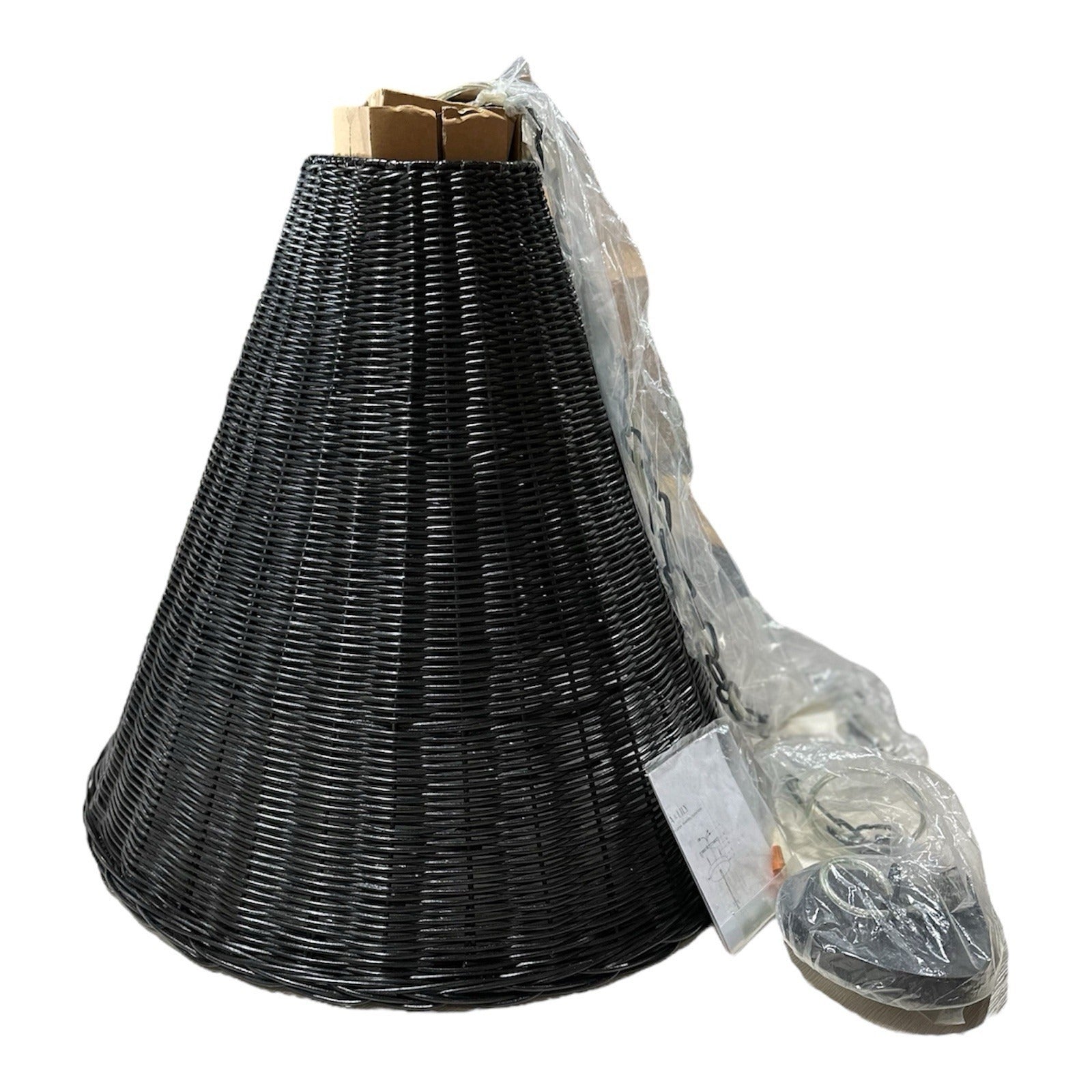 Santa Barbara Large Rattan Taper Pendant-Black