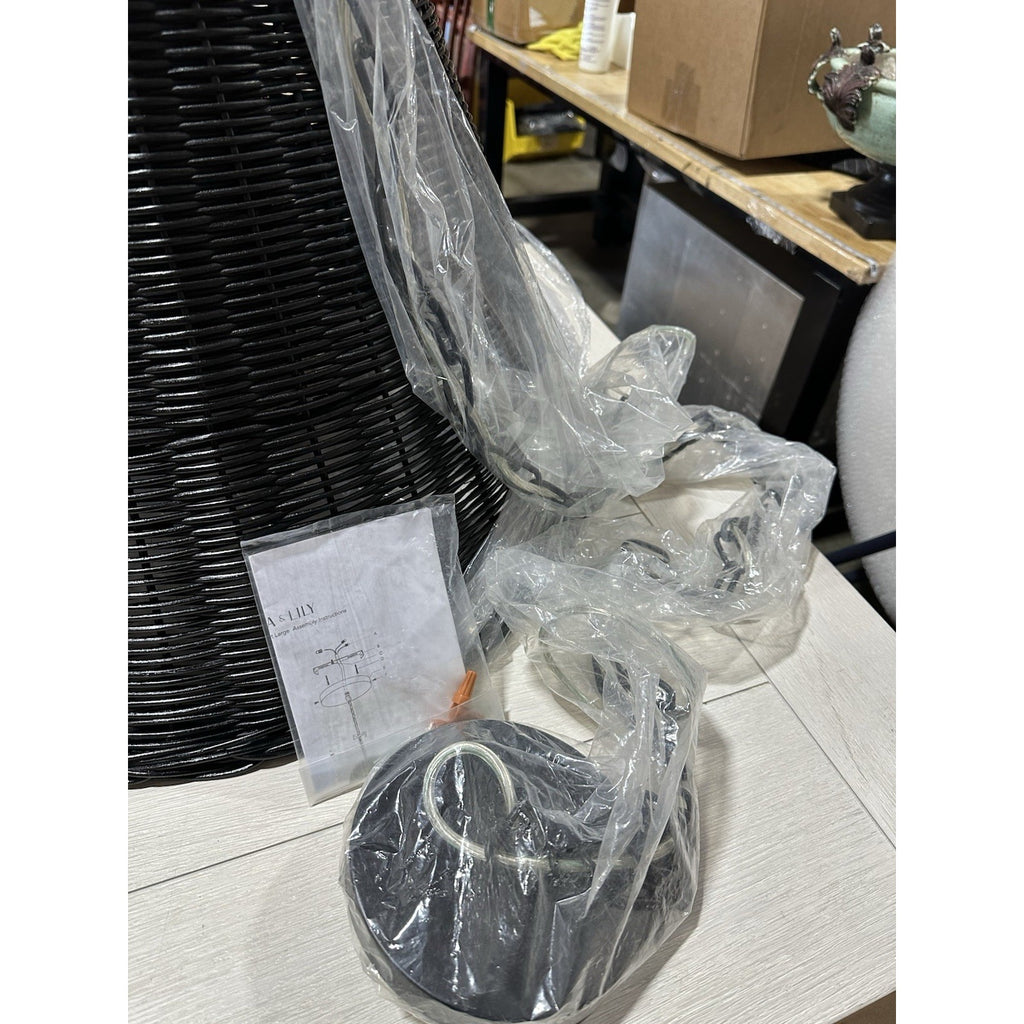 Santa Barbara Large Rattan Taper Pendant-Black