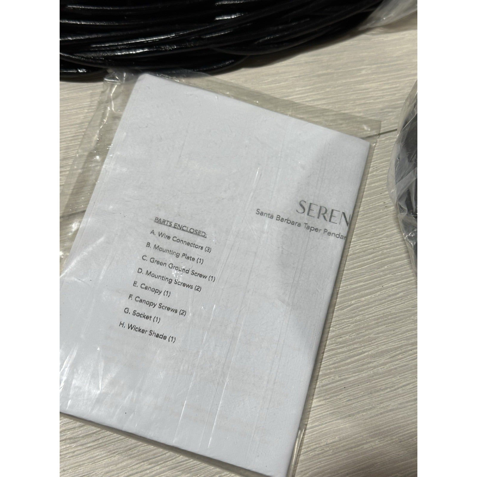 Santa Barbara Large Rattan Taper Pendant-Black