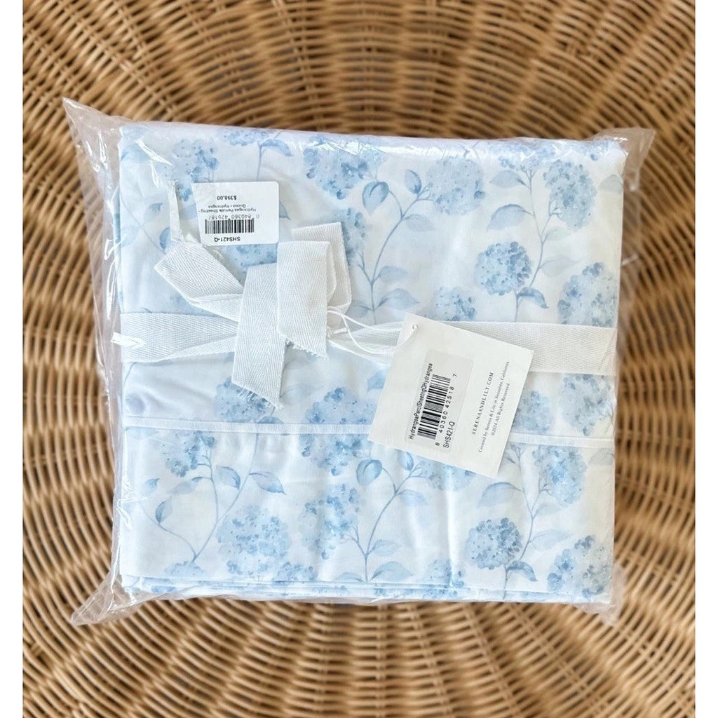Hydrangea Percale 4 Pc Queen Sheet Set-Hydrangea Blue