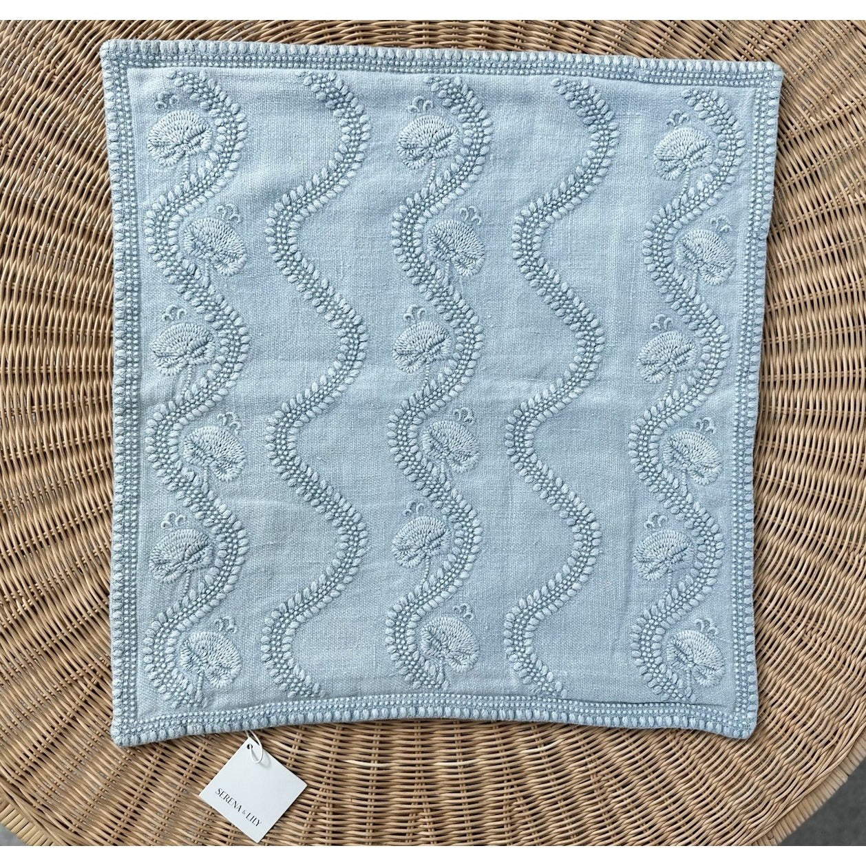 Fairhope Pillow Cover (22” SQ)-Coastal Blue