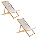 Teak Sling Chairs (Set of 2)-Lido Stripe Coastal Blue/White