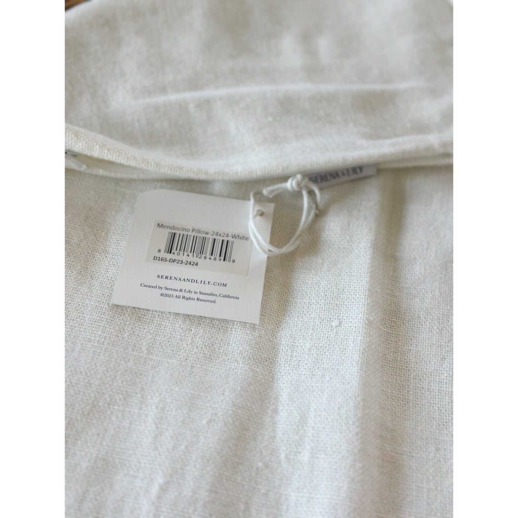 Mendocino Linen Pillow Cover (24” SQ)-White