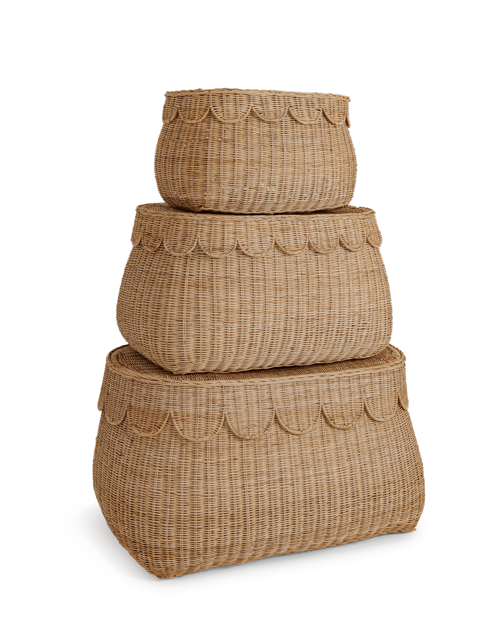Scallop Rattan Basket with Lid - The Home Decor Outlet