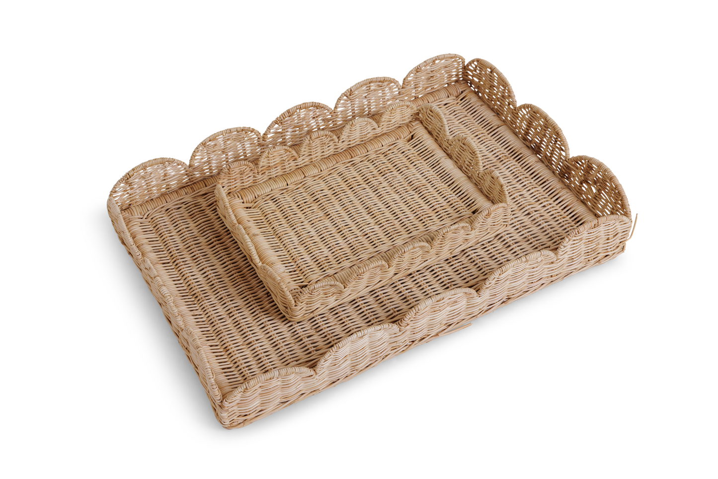 Scallop Rattan Rectangular Tray