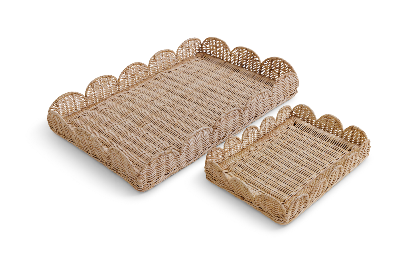 Scallop Rattan Rectangular Tray